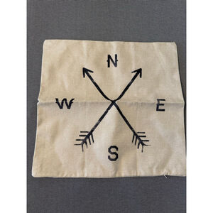 New in Package zipper pillow cover graphic design compass rose N, S, E, W 18x18